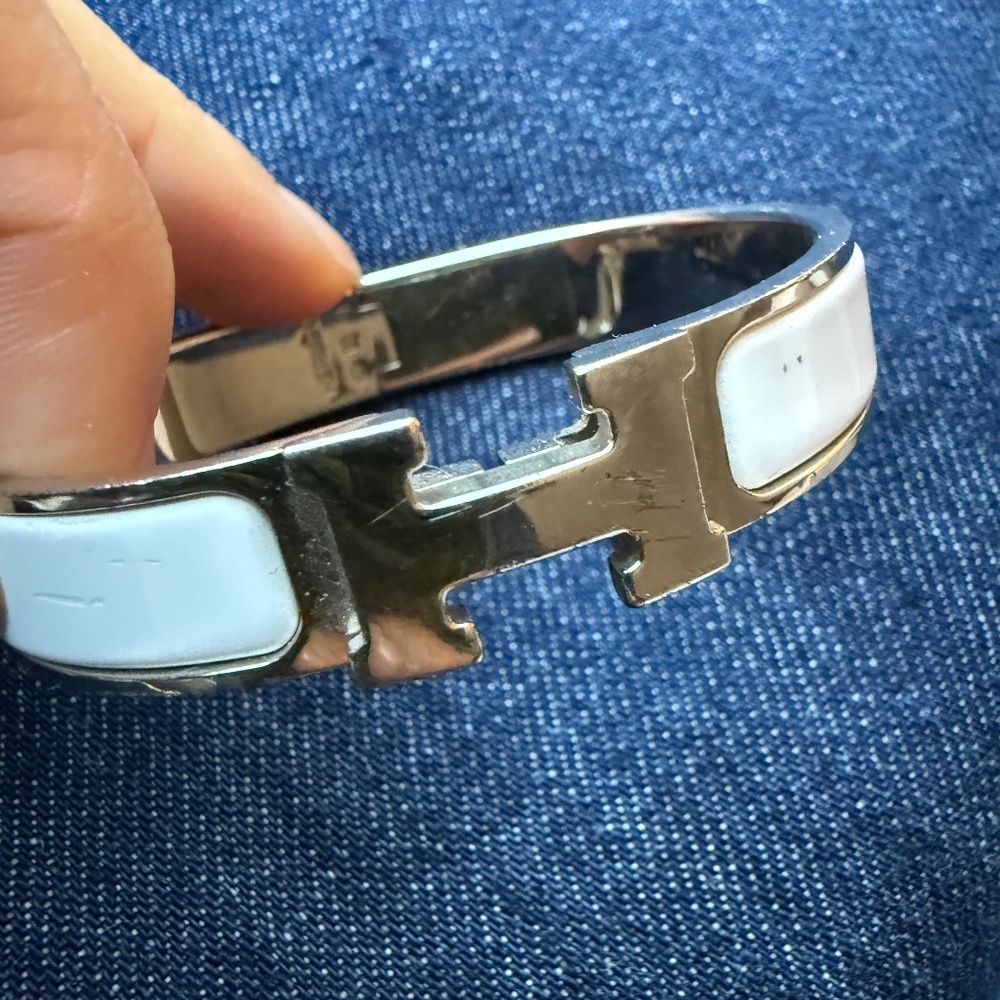 Hermes H bracelet - white & silver